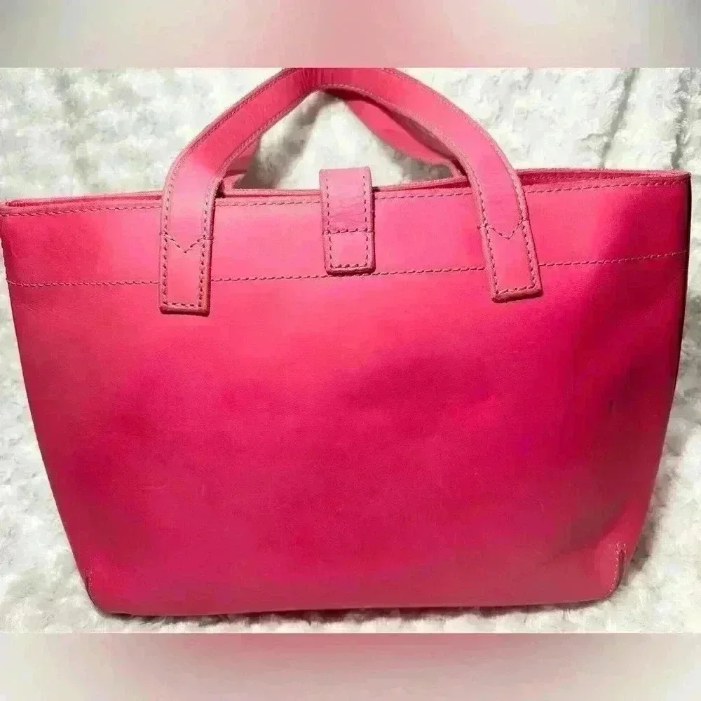 Fossil Leather Fuchsia Tote Summer Spring Bag